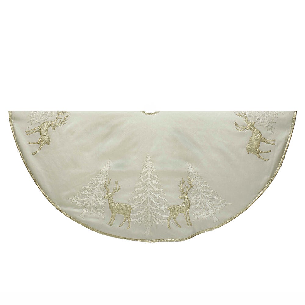 Kurt Adler 48-Inch Gold Tree and Reindeer Applique Tree Skirt